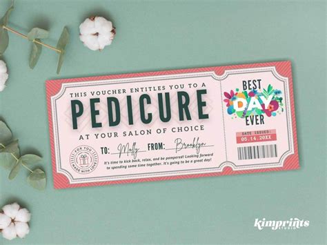 Pedicure Ticket Template Nail Salon Gift Certificate Etsy Pedicure