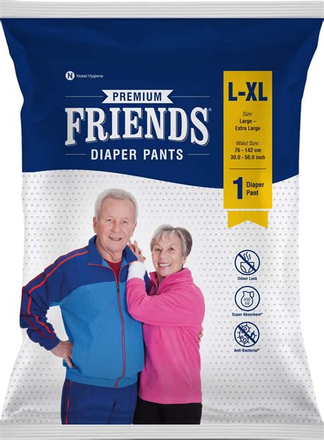 Friends Premium Adult Diapers Pant Style 10 Count L With Odour Lock