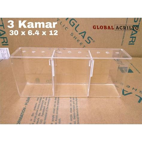 Soliter Ikan Cupang Aquarium Akrilik Selfie 3 Kamar 30 X 6 4 X 12 2mm