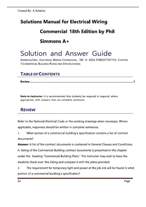 Electrical Wiring Residential 18th Edition Answer Key