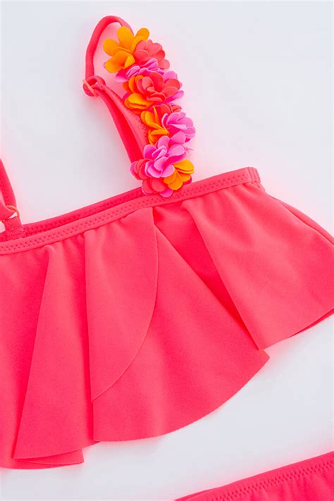Pembe Kız Rosy Tek Omuz Bikini Takımı PLW3UZ1520IY PK9 Parlak Pembe Penti
