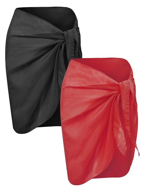 LELINTA 2 Pieces Women Short Sarongs Beach Wrap Sheer Bikini Wraps