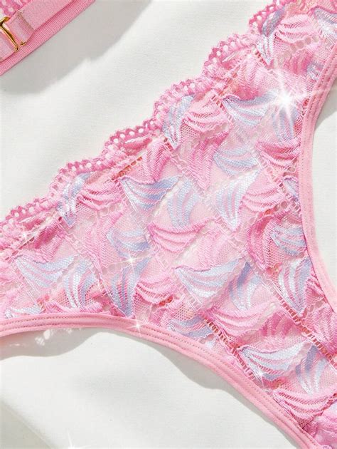 Classic Sexy Shell Trimmed Lace Bra And Thong Sexy Lingerie Set Shein Usa