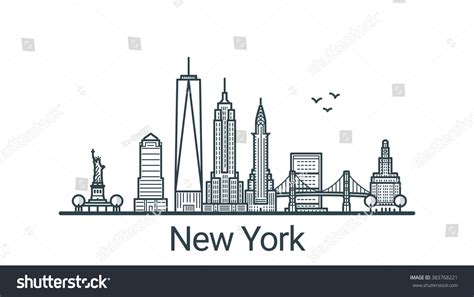 Linear Banner New York City All Stock Vector (Royalty Free) 383768221 ...