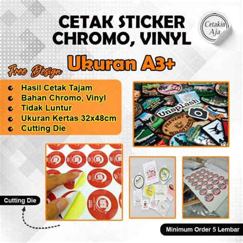 Jual Sticker Chromo Vinyl Cuting Laminasi Glossy Doff A3 Shopee