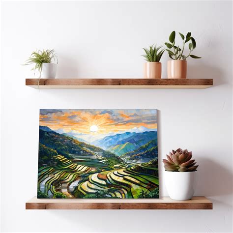 banaue rice terraces sunrise canvas art print philippines art