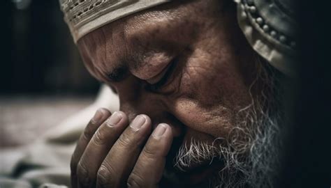 Bearded Man Praying With Eyes Closed Indoors Generated By Ai