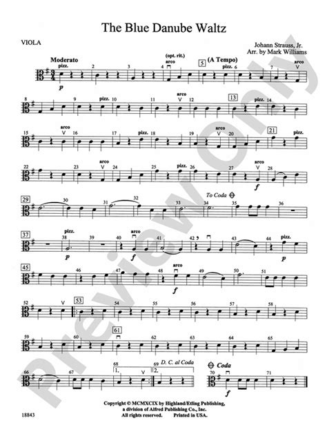 The Blue Danube Waltz: Viola: Viola Part - Digital Sheet Music Download