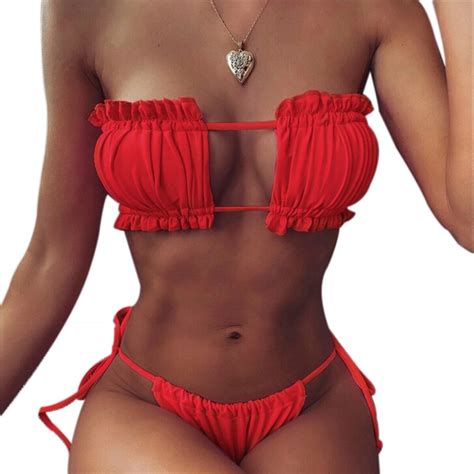 Conjunto de Bikini con realce para mujer traje de baño de dos piezas con realce en el pecho