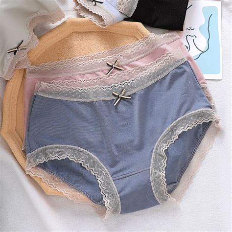 Lace Women Panties Japanese Bow Cute Mid Waist Push Up Cotton Skin Friendly Underpants Lingerie