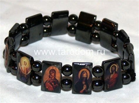 Браслет-оберег православный с ликами святых, гематит - Дом Таро