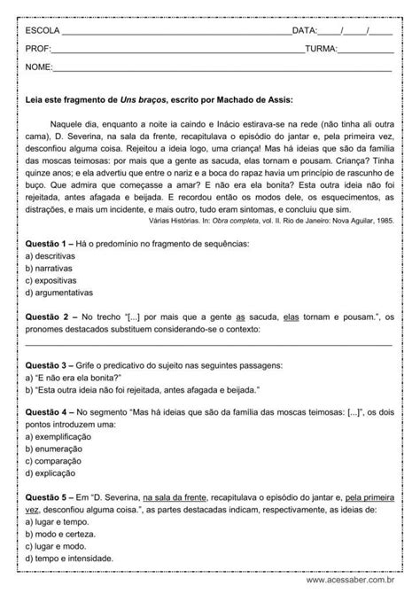 Exercícios Sobre Sujeito E Predicado Com Gabarito 7 Ano Sobre Isso