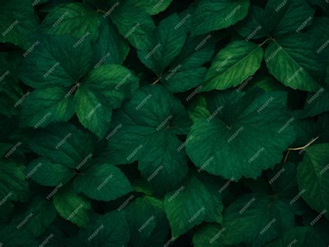 Premium Ai Image Dark Green Leaf Pattern Textured Backdrop