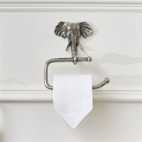 Metallic Silver Elephant Toilet Roll Holder