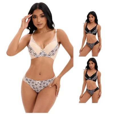 Inspire Chic Sets Women S Floral Mesh Push Up Underwire Lace Bra And Underwear Lingerie Set