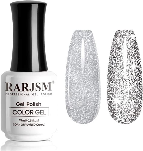 Amazon RARJSM Nude Pink Gel Polish Rainbow Glitter Iridescent Shimmer Pigment Jelly Neutral