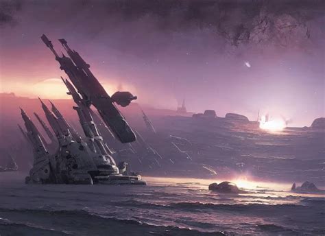 Terran Scoutship In A Stunning Landscape By Martin Stable Diffusion