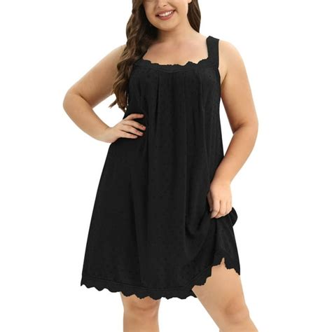 Valcatch Womens Nightgown Lace Trim Sleeveless Nightdress Wide Strap