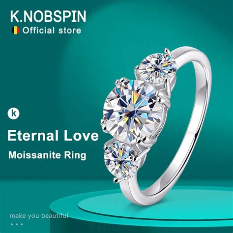 Knobspin D Vvs Moissanite Ring Original Sterling Silver Plated K