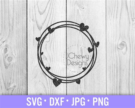 Circle Hearts Monogram Border SVG Monogram Frame Svg Circle With Hearts