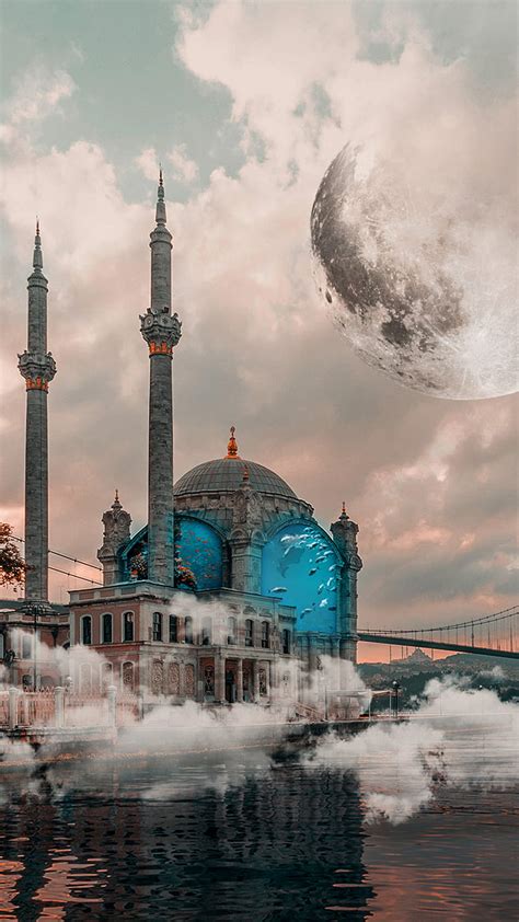 İstanbul camii clouds istanbul moon mosque ortaköy ozartedit