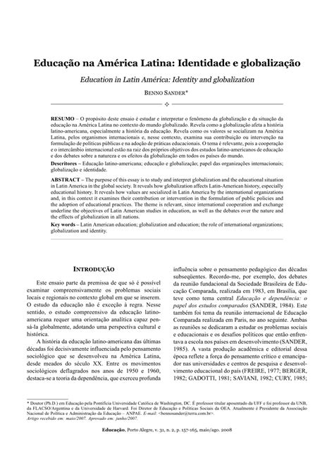 PDF Educação na América Latina Identidade e globalização