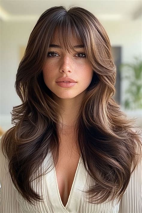 50 Layered Haircuts with Fringe For Long Hair : Classic Layers with ...