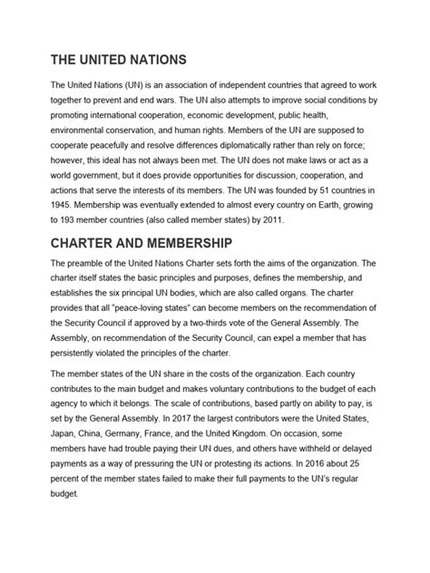 The United Nations Pdf United Nations International Relations