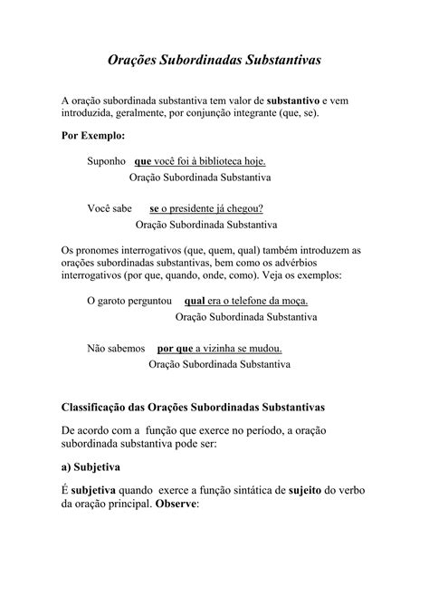 Oração Subordinada Substantiva Objetiva Indireta Exemplos