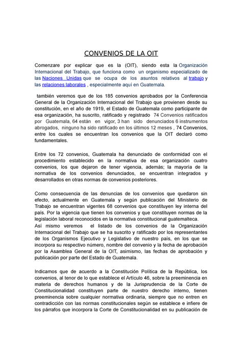 Laboral Oit Oit Convenios De La Oit Comenzare Por Explicar Que Es