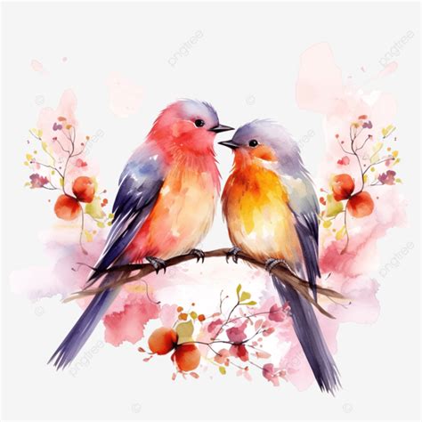 P Jaros Del Amor Acuarela Arte Generado Por Ai Png Dibujos Aves