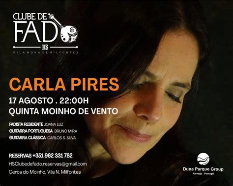 Carla Pires Atua Esta Quarta Feira No Hs Clube De Fado Em Vila Nova De