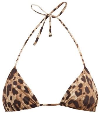 Dolce Gabbana Leopard Print Triangle Bikini Top Leopard Shopstyle Two Piece Swimsuits