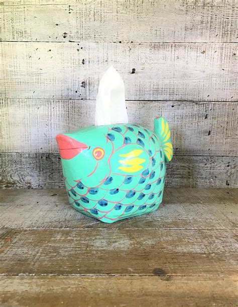 Tissue Box Cover Fish Shaped Tissue Box Holder Paper Mache Etsy