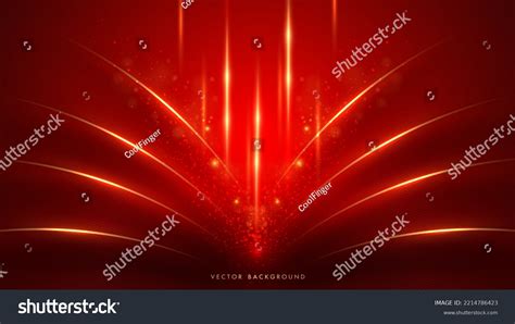 426 Abstract Elegant Red Background Golden Line Lighting Effect Sparkle