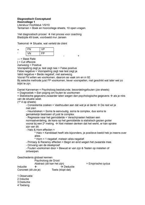 College Aantekeningen Colleges Diagnostisch Conceptueel