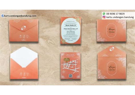 Kartu Undangan Single Hardcover Amplop Peach Unique Color Aesthetic PPT