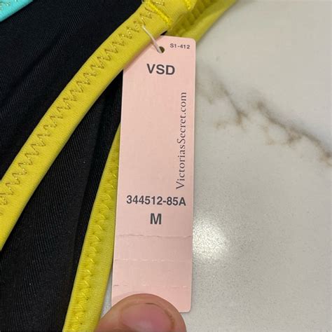 Victoria S Secret Swim New Victorias Secret Yellow Black Strappy Bikini Bottoms Medium Nwt