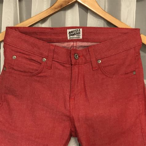 Naked And Famous Jeans Light Red Fits Condition Depop