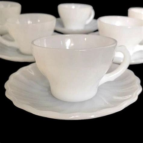 Vintage Anchor Hocking Milk Glass Demitasse Set Fire King Cup And