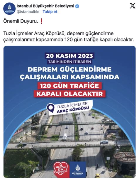 İBB duyurdu Tuzla İçmeler Araç Köprüsü 120 gün trafiğe kapalı olacak