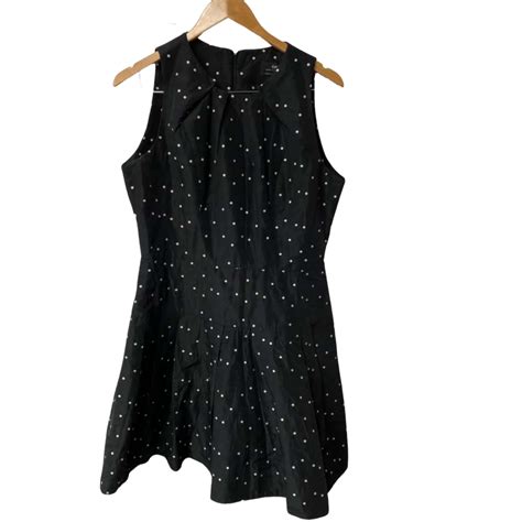 Cue Womens Size 14 Sleeveless Dress Black Polka Dot S