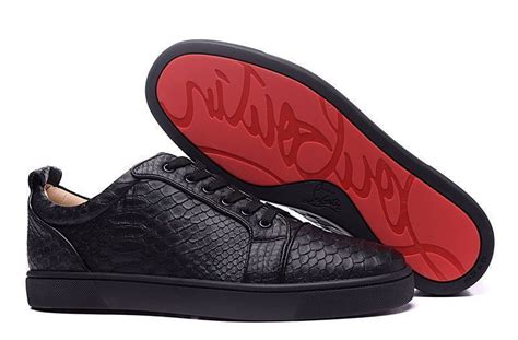 Christian Louboutin Rantulow Mens Flat Python Leather Low Top Sneakers Black Christian