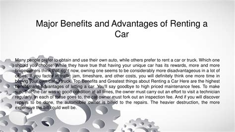 PPT - Major Benefits and Advantages of Renting a Car PowerPoint ...