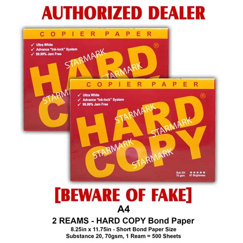 Hard Copy Bond Paper 2 Reams A4 Bond Papers 825x1175 Inches Substance