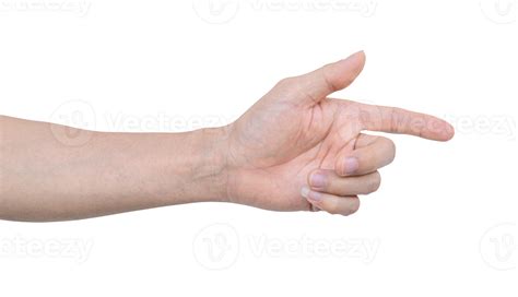 Closeup of male hand pointing, Isolated on transparent background. File ...