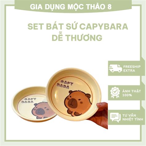 Set Bát Đĩa Sứ Capybara Cute Dễ Thương Bộ Bát Đĩa Sứ Dày Dặn Chịu Nhiệt Tốt Hot Trend