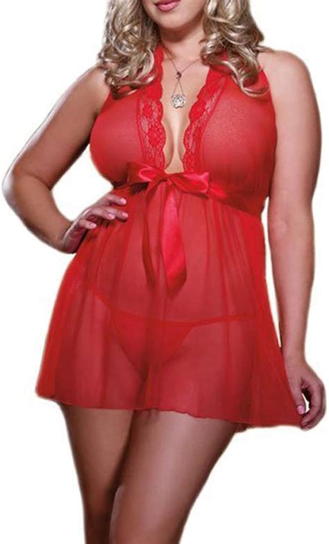 Amazon Deargirl Plus Size Sexy Sleepwear Red Lingerie XL XXL XXXL XXXXL XL Fits Women