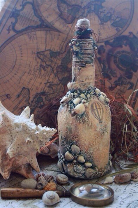 Бутылка " Вокруг света " - | Раскрашенные винные бутылки, Украшенные ...