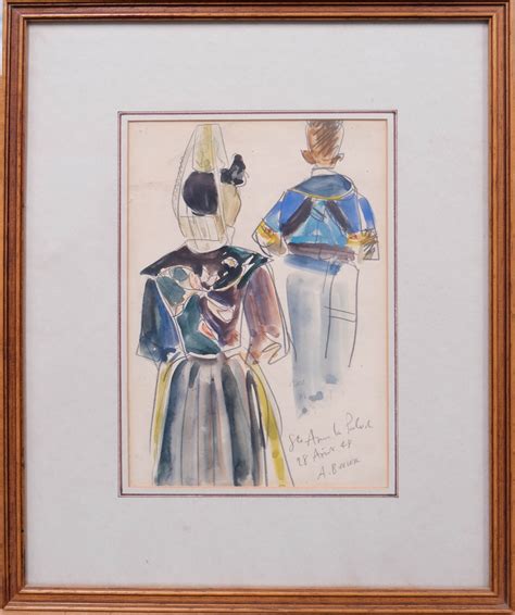 André Bouler Couple De Bretons De Dos Costumes Au Pardon De Saintee